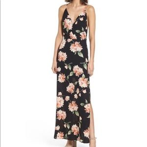 Lush Black Floral Maxi Dress size S